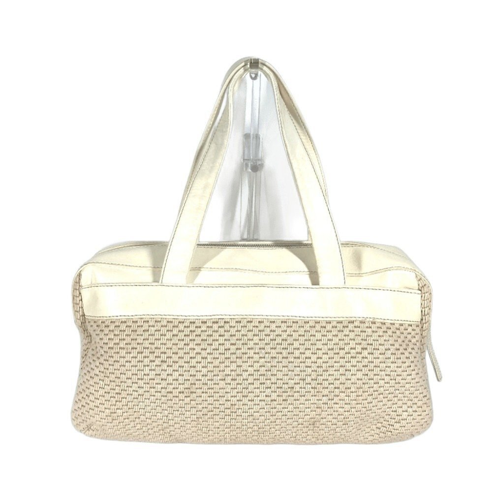 CHANEL Cream Leather Logo Shoulder Bag